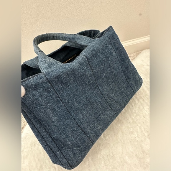 SOLD Prada Denim Canapa Logo Tote Blue - Picture 5 of 11